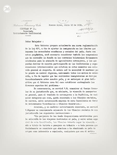 Circular Nº11, el documento secreto que prohibió la entrada de judíos a la Argentina, José María Cantilo