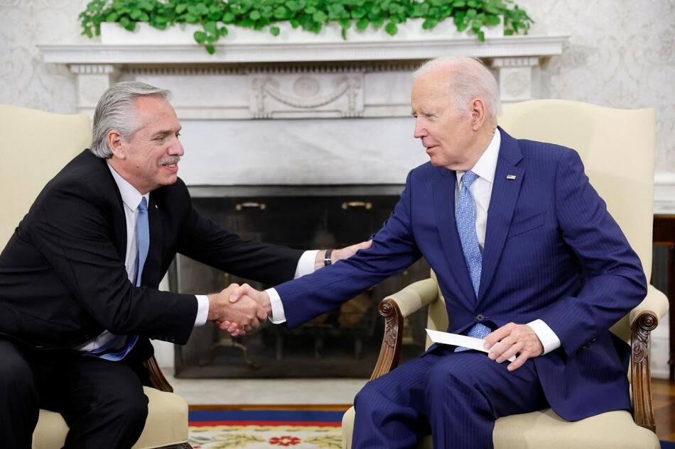 Alberto Fernández y Joe Biden en la Casa Blanca. Foto: REUTERS