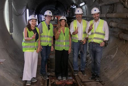 Malena Galmarini recorrió los avances de la obra de Sistema Agua Sur junto a las autoridades de CAF