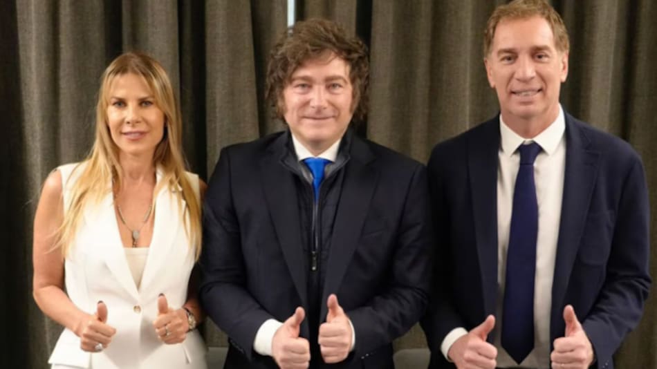 Karen Reichardt, Javier Milei y Diego Santilli.