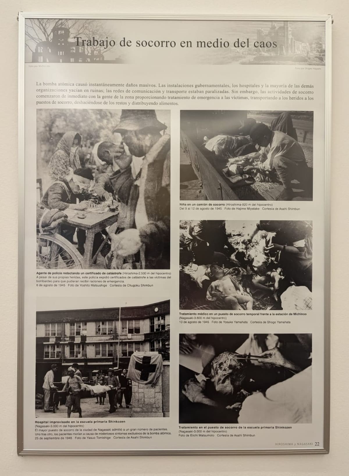 Teruko Yahata, sobreviviente del bombardeo de Hiroshima, en una muestra en Buenos Aires. Foto: Juliana Argañaraz