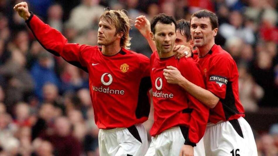 David Beckham, Ryan Giggs y Roy Keane. Foto: Archivo.