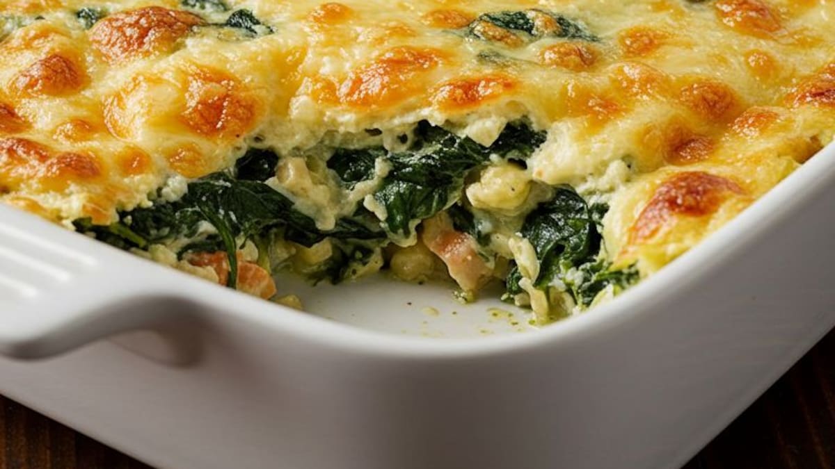 Espinaca con queso grillado