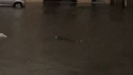 Apareció un cuerpo en Valentín Alsina en medio del temporal. Foto: captura video.