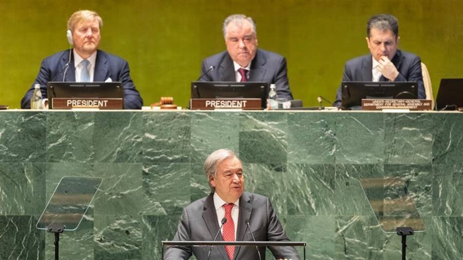 Cumbre del agua_ONU_António Guterres_ rey Guillermo Alejandro de los Países Bajos_presidente de la República de Tayikistán Emomali Rahmon y subsecretario de la Asamblea Movses Abelian_ Efe