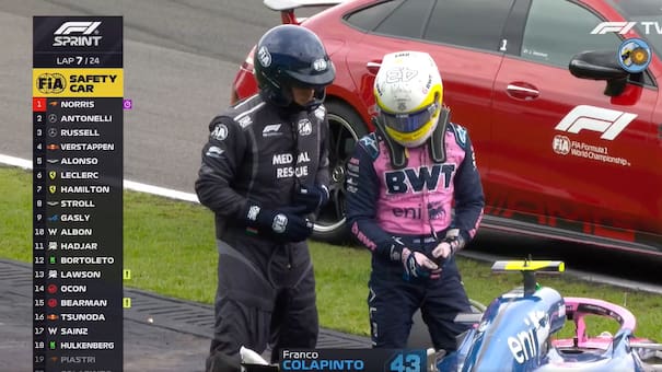 El video del choque de Franco Colapinto en la sprint del Gran Premio de Brasil: tuvo que abandonar