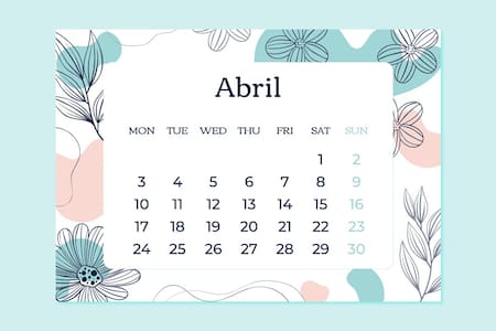 Calendario de abril. Foto: Freepik.