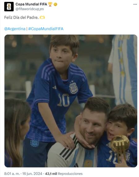El especial saludo de la FIFA para Messi en el Día del Padre. Foto: X.