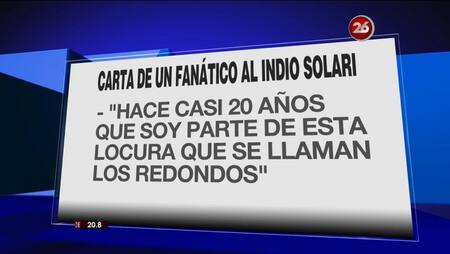 Carta del fan del Indio - Canal 26