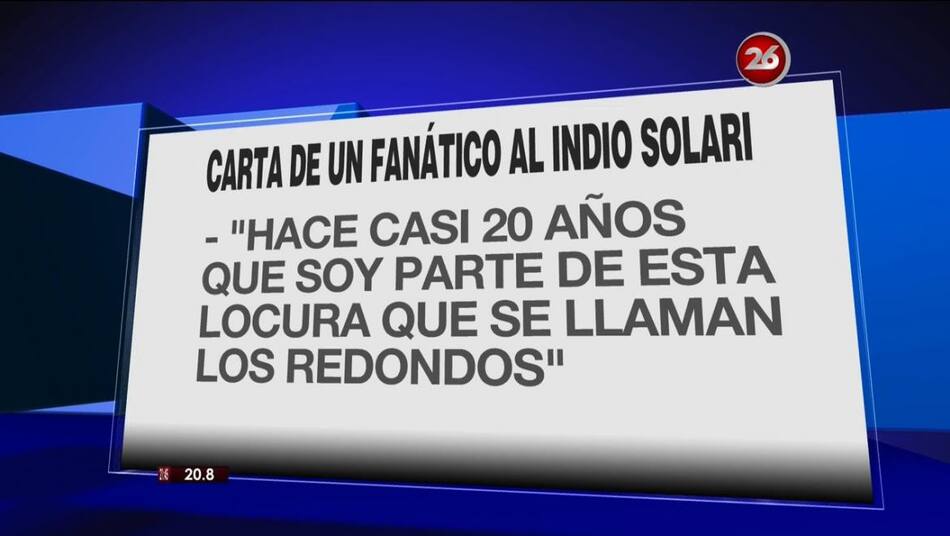 Carta del fan del Indio - Canal 26