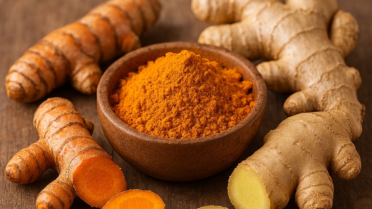 Jengibre y cúrcuma.