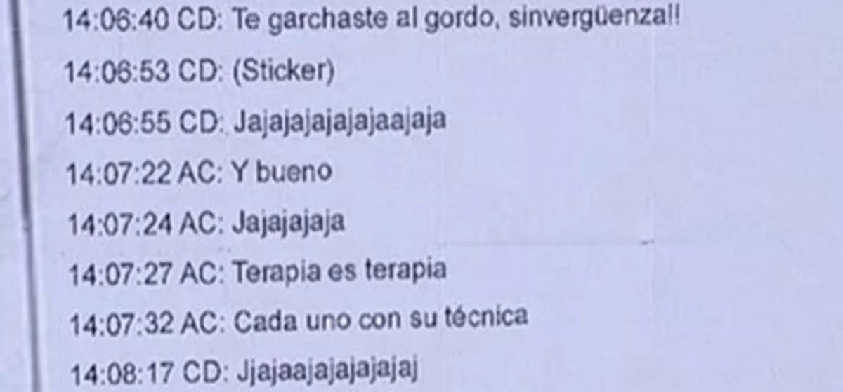 El polémico chat que involucra a Agustina Cosachov. Foto: NA.