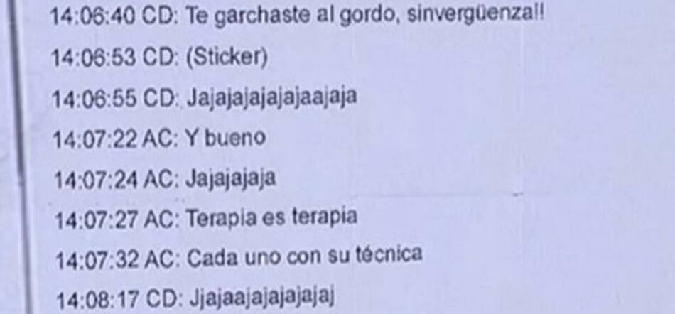 El polémico chat que involucra a Agustina Cosachov. Foto: NA.