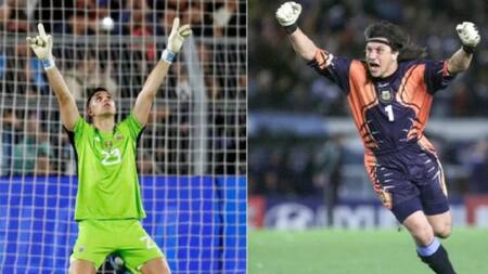 Emiliano Martínez y Germán Burgos. Foto: NA.