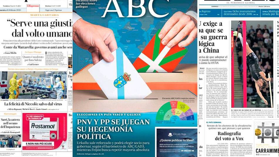 Tapas de diarios internacionales, 16 de febrero de 2020