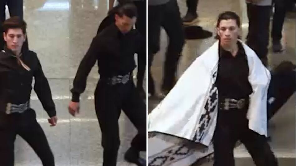 Percusionistas y malambistas sorprendieron a los viajeros en el aeropuerto. Foto: captura de pantalla.