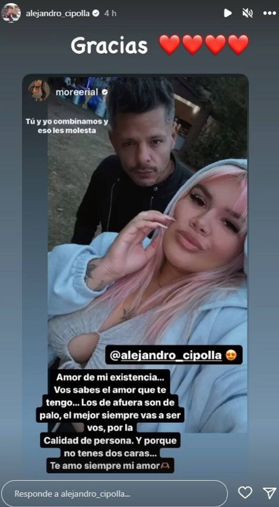 La historia que generó rumores de romance. Foto: Instagram.