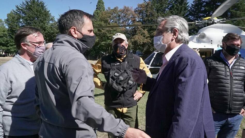Alberto Fernández, presidente de Argentina, visita a Lago Puelo, NA