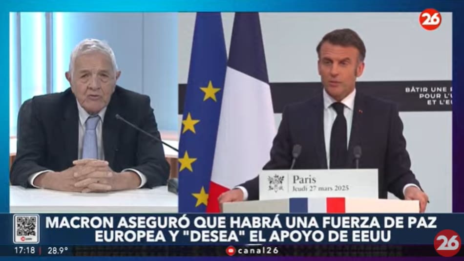 Jorge Castro sobre los dichos de Macron sobre la ayuda a Ucrania. Foto: Captura de video.