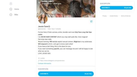 OnlyFans de la actriz de Harry Potter. Foto: captura web.