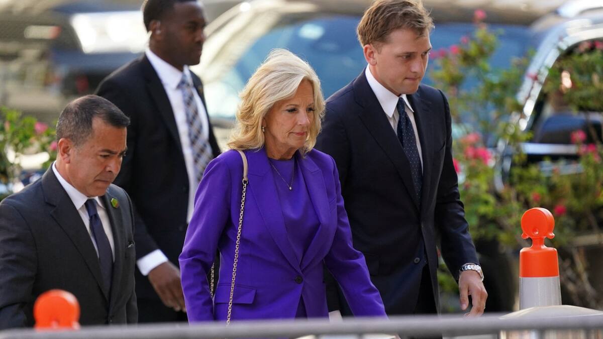 Jill Biden llega al juicio contra Hunter Biden. Foto: Reuters