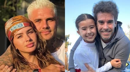 La China Suárez, Mauro Icardi y Nicolás Cabré apoyando a Rufina. Fotos: Instagram.