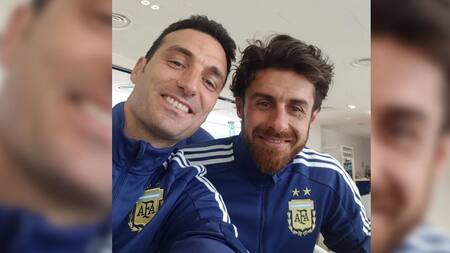 Lionel Scaloni y su ayudante Pablo Aimar - Selección - Fútbol