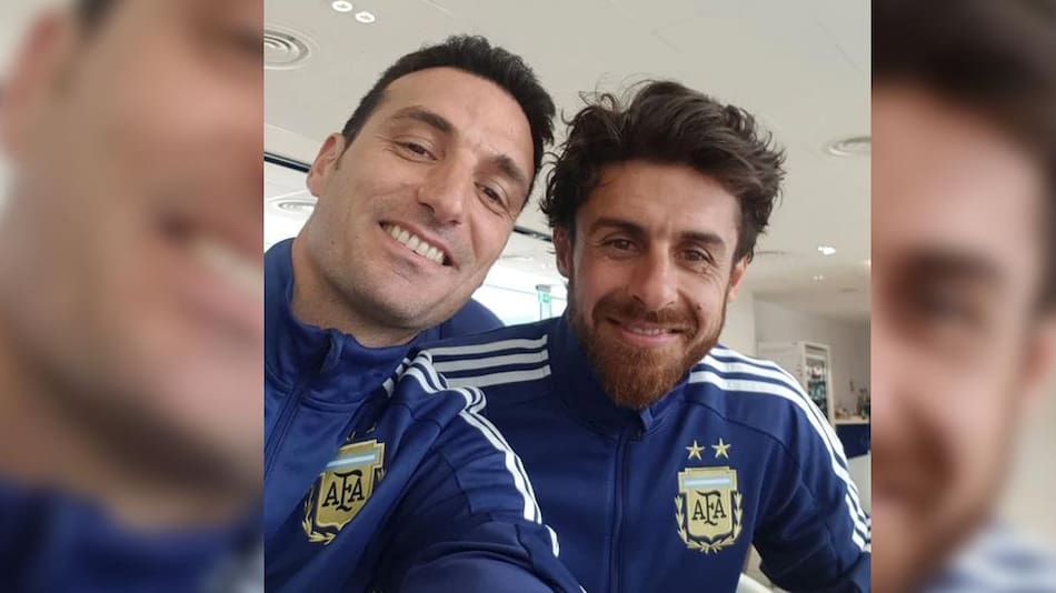 Lionel Scaloni y su ayudante Pablo Aimar - Selección - Fútbol