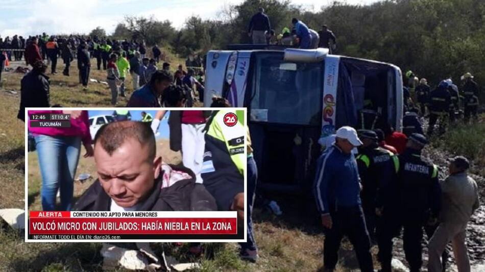 Accidente fatal de micro con jubilados en Tucumán, Canal 26