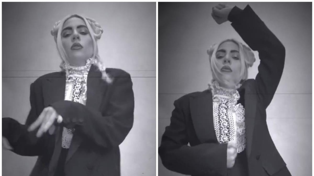 Lady Gaga haciendo el challenge de Wednesday. Fotos: captura.