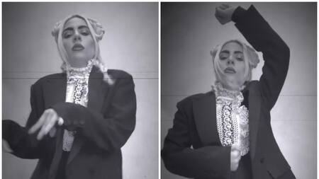 Lady Gaga haciendo el challenge de Wednesday. Fotos: captura.