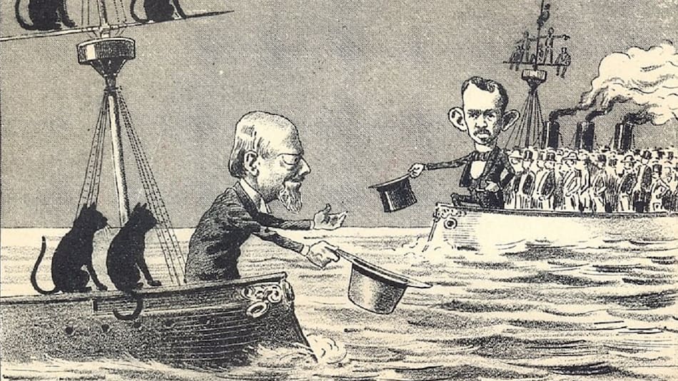 Caricatura que hace alusión al "abrazo del estrecho"