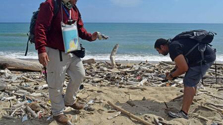 Rocas de plástico formadas por la contaminación alteran las zonas costeras del Caribe. Foto:EFE.