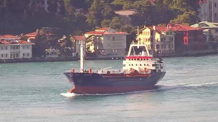 El buque Sukru Okan , con bandera de Palau, transitó por el Bósforo en Estambul, Turquía. Foto: Reuters.