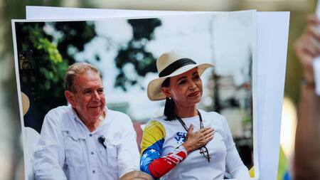 Corina Machado y González Urrutia, los líderes de la oposición en Venezuela. Foto: Reuters.