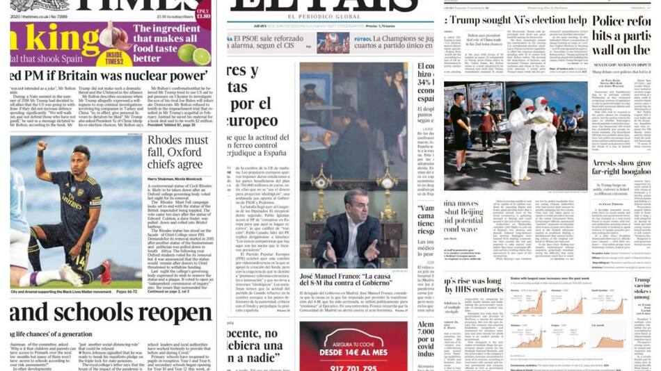 Tapas de diarios, jueves 18 de junio de 2020