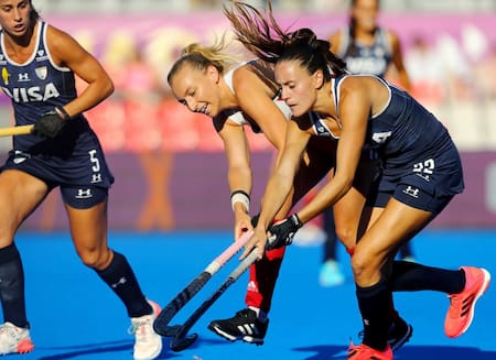 Las Leonas vs Inglaterra en el Mundial de Hockey 2022. Foto: @ArgFieldHockey.