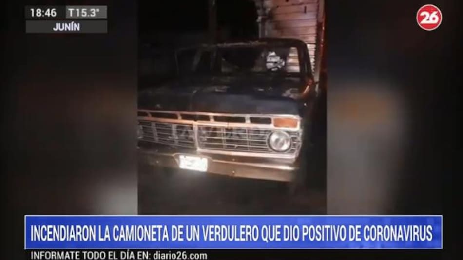 Prendieron fuego la camioneta de un verdulero que dio positivo de coronavirus en Junín, CANAL 26