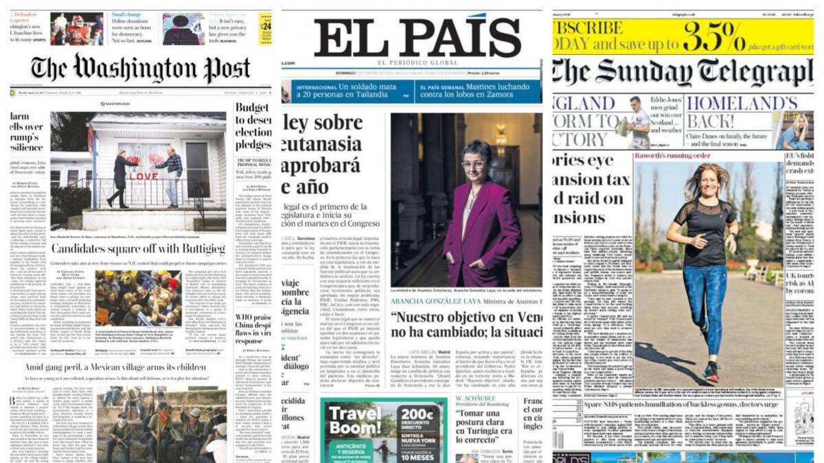 Tapas de Diarios, domingo 9 de febrero de 2020