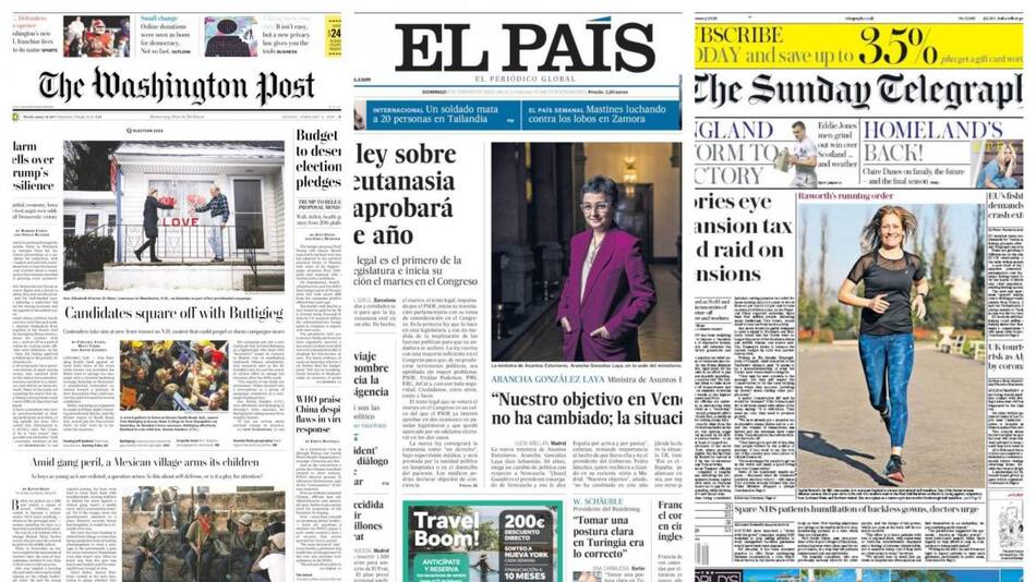 Tapas de Diarios, domingo 9 de febrero de 2020