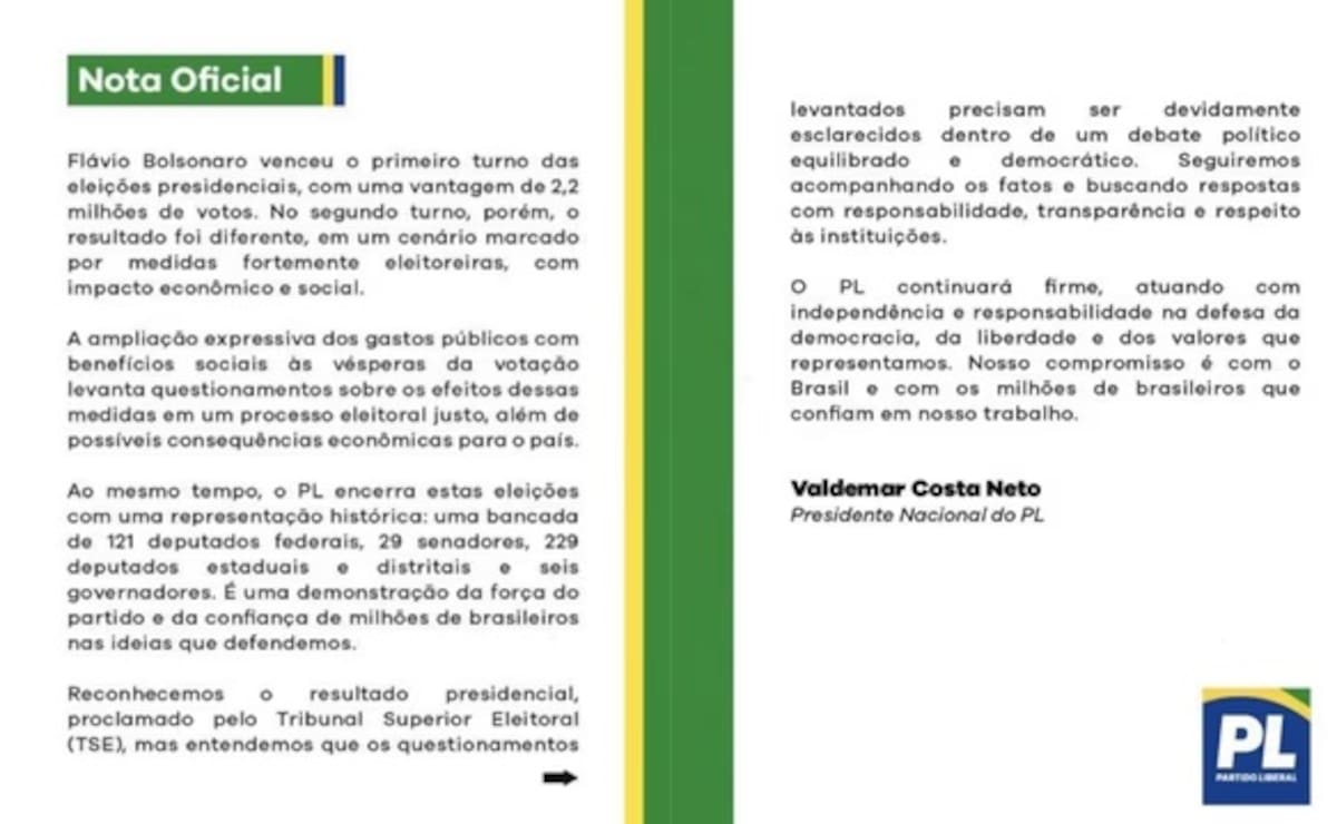 Balotaje en Brasil: el comunicado del Partido Liberal