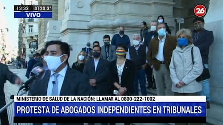 Protesta de abogados en Tribunales, coronavirus en Argentina, Canal 26
