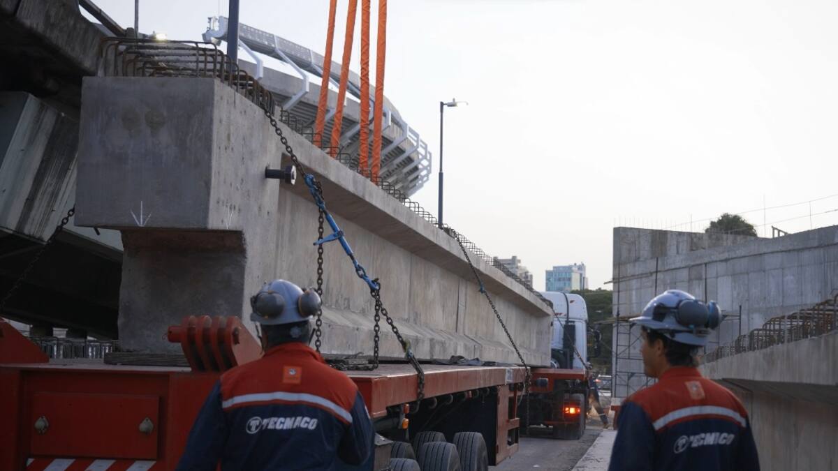 Obras sobre el Puente Cantilo, en CABA.