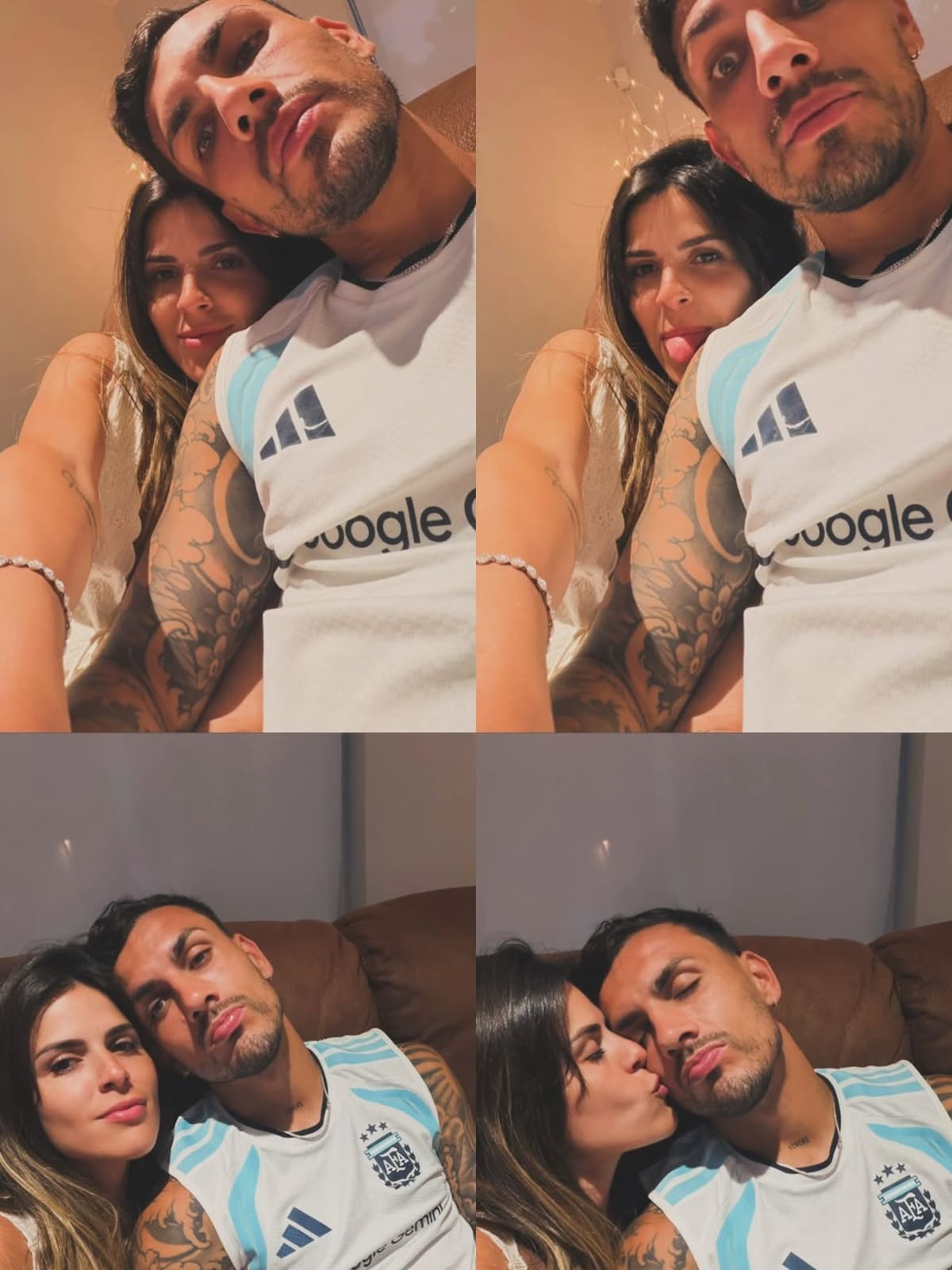 Leandro Paredes junto a Camila Galante y sus hijos