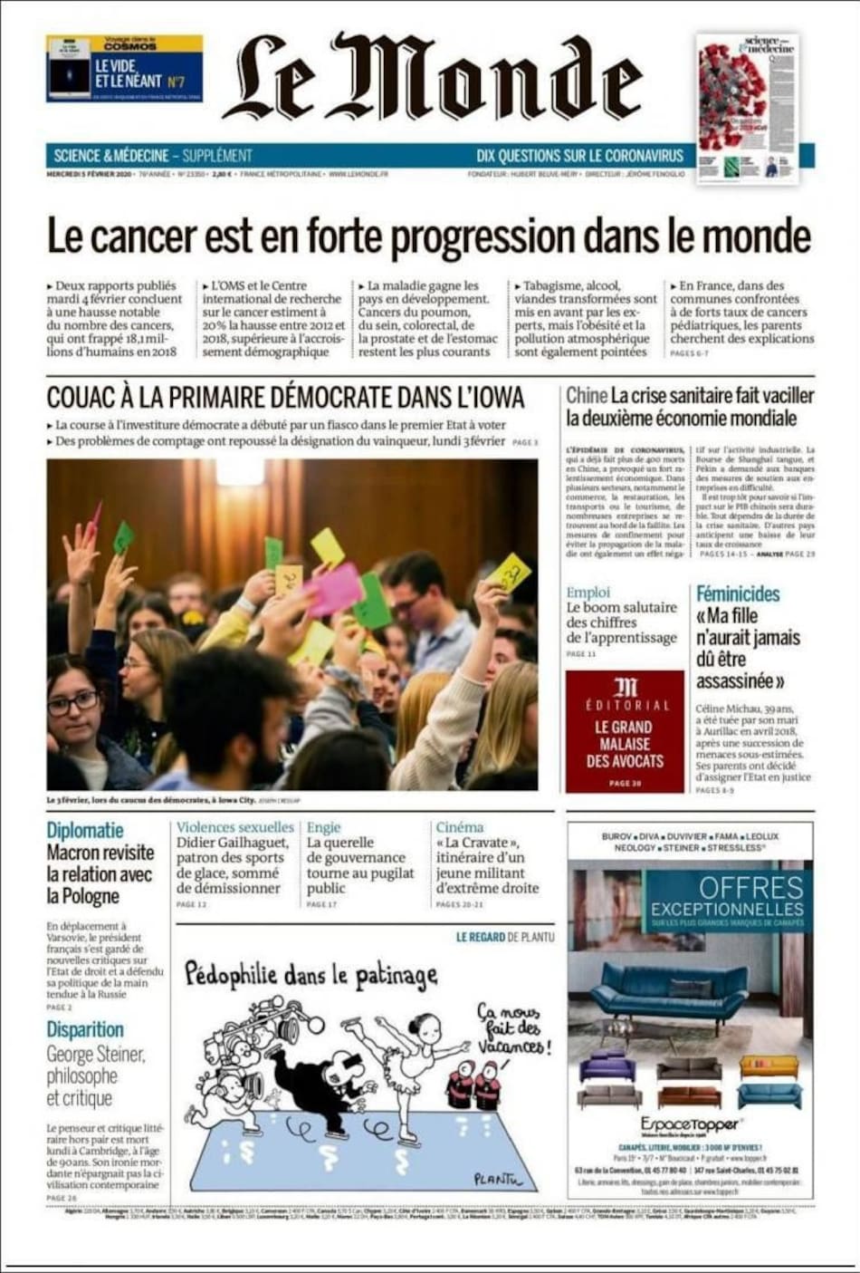Tapas de Diarios, miércoles 5 de febrero de 2020, LE MONDE