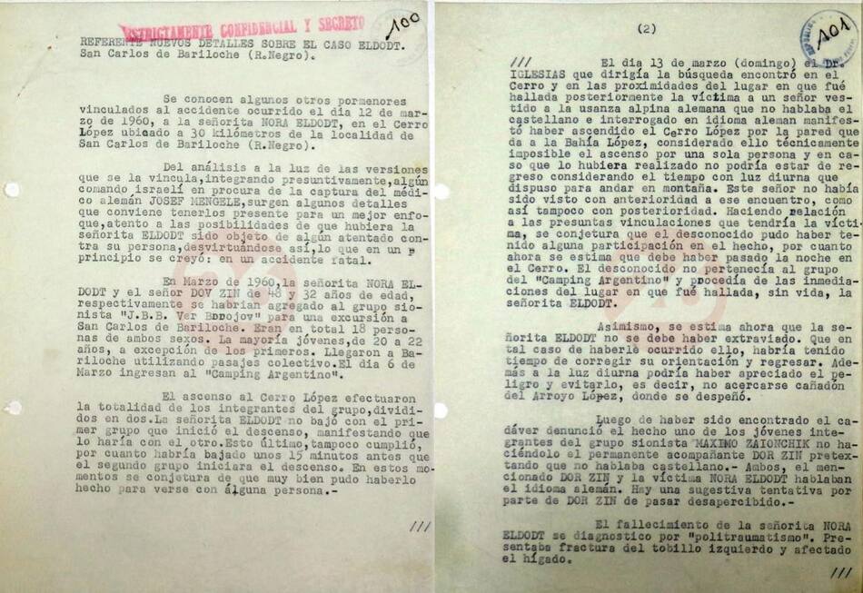 Josef Mengele y Nora Eldodt, Documento Ministerio del Interior