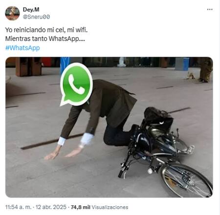 Memes sobre la caída de WhatsApp. Foto: X.