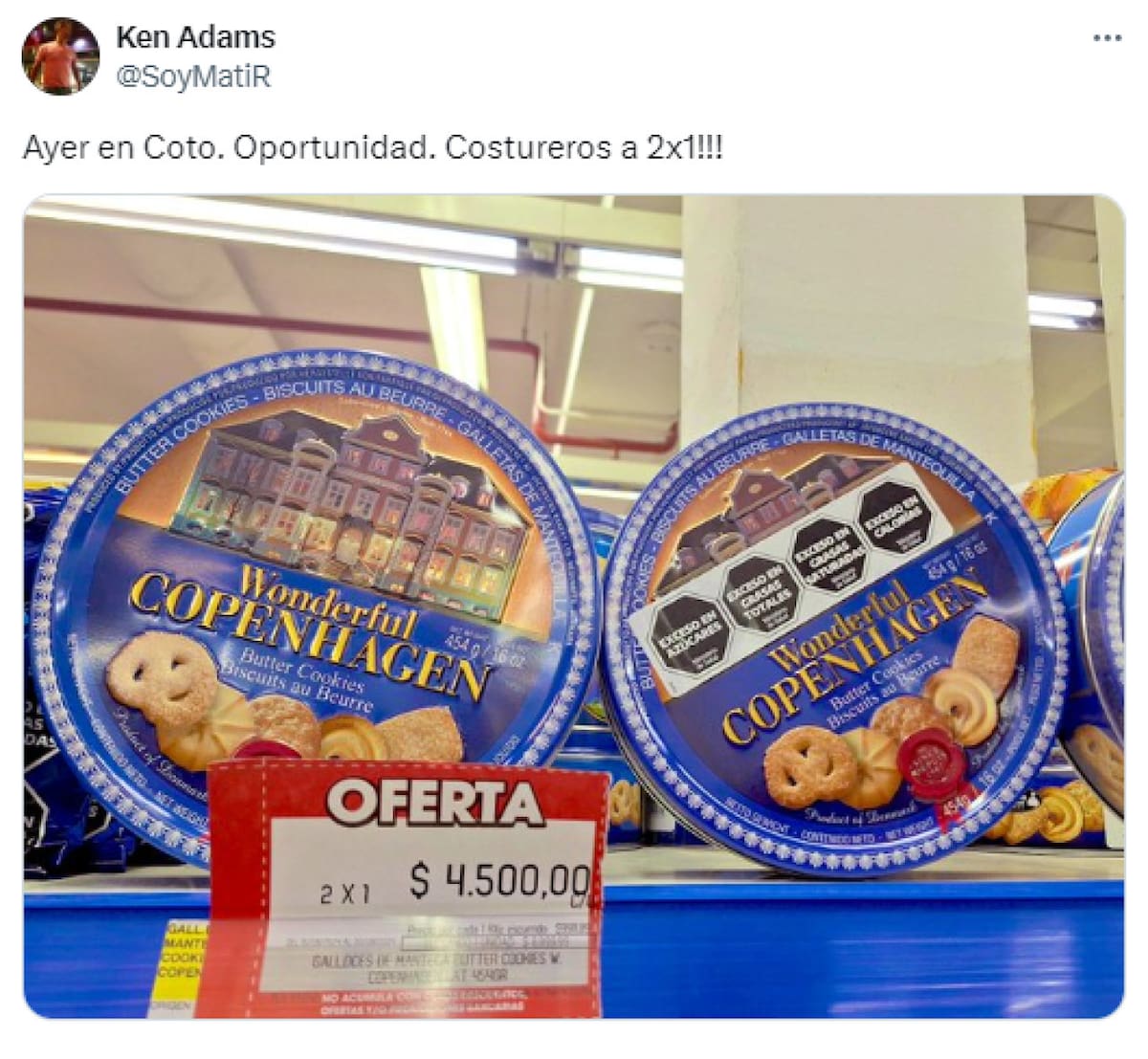 Coto ofrece 2x1 en una famosa marca de galletitas importadas. Foto X.