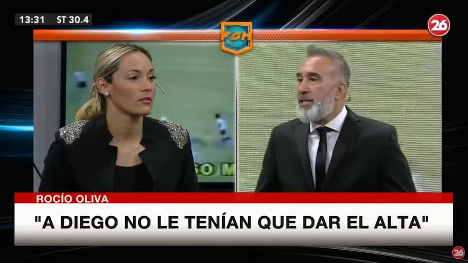 Rocío Oliva, muerte de Diego Maradona, Canal 26