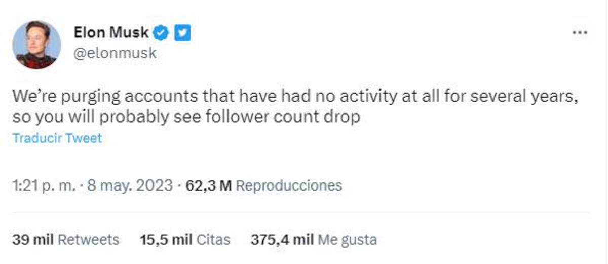 Tuit Elon Musk